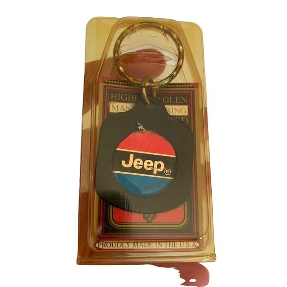 Vintage JEEP Key Ring Highland Glen Mfg. Inc. USA NOS Red Blue Black - Picture 3 of 4